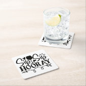 Dessous-de-verre Carré En Papier Sip Sip Hooray Cute Black White Mariage (En situation)