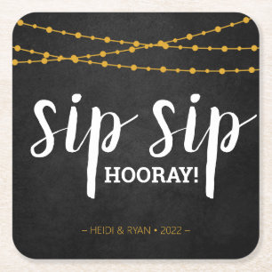 Dessous-de-verre Carré En Papier Sip Sip Hooray Wedding shower Boire Dessous de ver