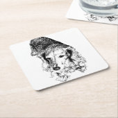 Dessous-de-verre Carré En Papier Sip With Backbone – Dachshund (Incliné)