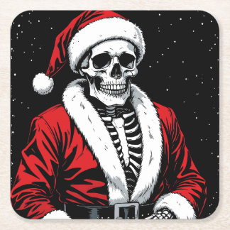 Dessous-de-verre Carré En Papier Skeleton Père Noël