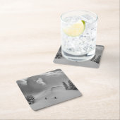 Dessous-de-verre Carré En Papier Ski de fond en poudre (En situation)