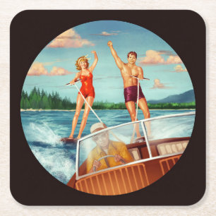 Dessous-de-verre Carré En Papier Ski nautique