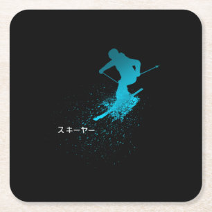 Dessous-de-verre Carré En Papier Skier, Ski, Japonais