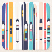 Dessous-de-verre Carré En Papier Skis (Devant)