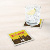 Dessous-de-verre Carré En Papier Skyline de l'Illinois (En situation)