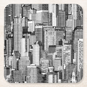 Dessous-de-verre Carré En Papier Skyscraper City Texture Isométrique sans fil