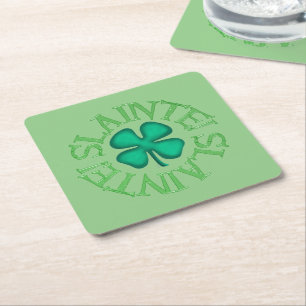 Dessous-de-verre Carré En Papier Slainte ! Des verres de papier vert