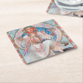 Dessous-de-verre Carré En Papier Slavia, Mucha (Incliné)