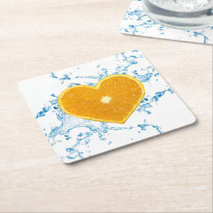 Dessous-de-verre Carré En Papier Slice of Heart-Shaped Orange