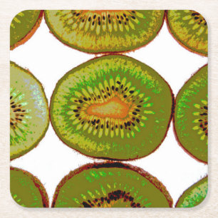 Dessous-de-verre Carré En Papier Slices Kiwi