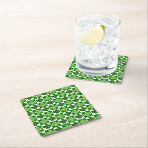 Dessous-de-verre Carré En Papier SlipperyJoe's Saint Patrick's Day trèfle à quatre