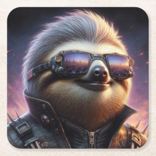 Dessous-de-verre Carré En Papier Sloth Cyberpunk