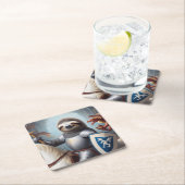 Dessous-de-verre Carré En Papier Sloth Knight Fighting Dragons (En situation)