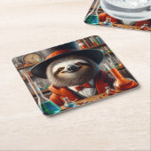 Dessous-de-verre Carré En Papier Sloth Mad Scientifique (Incliné)