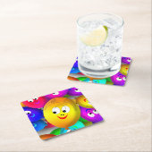 Dessous-de-verre Carré En Papier Smiley Faces Balloons Pattern-64171 (En situation)