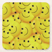 Dessous-de-verre Carré En Papier Smiling Faces. Yellow, (Devant)