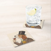 Dessous-de-verre Carré En Papier Snob de vin beagle (En situation)