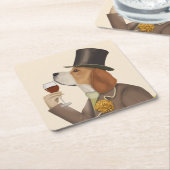 Dessous-de-verre Carré En Papier Snob de vin beagle (Incliné)