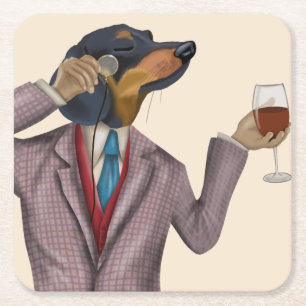 Dessous-de-verre Carré En Papier Snob de vin de Dachshund