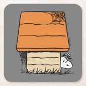 Dessous-de-verre Carré En Papier Snoopy Halloween Spider Web Doghouse (Devant)