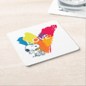 Dessous-de-verre Carré En Papier Snoopy | Rainbow Love Heart (Incliné)