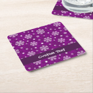 Dessous-de-verre Carré En Papier Snowflakes Motif sur Purple