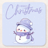 Dessous-de-verre Carré En Papier Snowman Christmas Coaster (Devant)