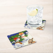 Dessous-de-verre Carré En Papier Snowmen Arbre de Noël Drumbit Rabbit (En situation)