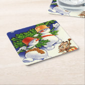 Dessous-de-verre Carré En Papier Snowmen Arbre de Noël Drumbit Rabbit (Incliné)
