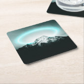 Dessous-de-verre Carré En Papier Snowy mountain mysterious blue neon light (Incliné)