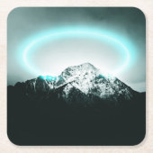 Dessous-de-verre Carré En Papier Snowy mountain mysterious blue neon light (Devant)