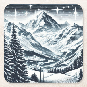 Dessous-de-verre Carré En Papier Snowy Winter Wooy