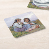 Dessous-de-verre Carré En Papier Soeurs, Bouguereau (Incliné)