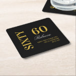 Dessous-de-verre Carré En Papier Soirée Cocktail 60th Birthday Black & Gold<br><div class="desc">Black & Gold Moderne 60e anniversaire Cocktail Carré Dessous de verre papier</div>