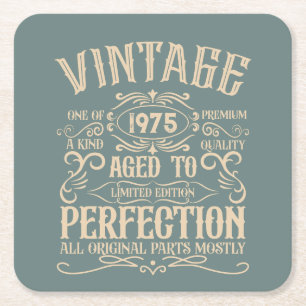 Dessous-de-verre Carré En Papier Soirée de 50 ans vintage personnalisée