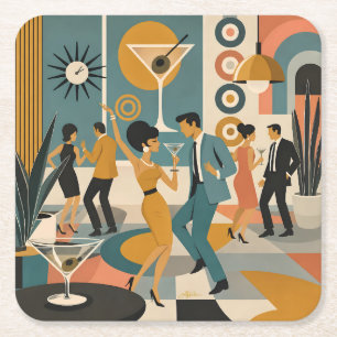 Dessous-de-verre Carré En Papier Soirée de danse de cocktail Martini Hippie du mili
