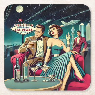 Dessous-de-verre Carré En Papier Soirée Martini Las Vegas Age Spatial