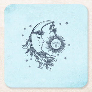 Dessous-de-verre Carré En Papier Soleil et Lune
