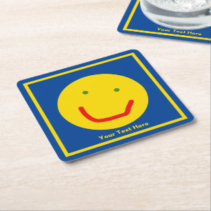 Dessous-de-verre Carré En Papier Soleil souriant, visage joyeux