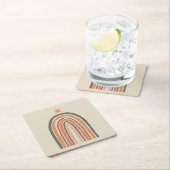 Dessous-de-verre Carré En Papier Soleil sur un arc-en-ciel (En situation)