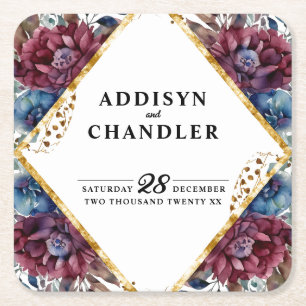 Dessous-de-verre Carré En Papier Sophistication stupéfiante Mariage de pivoine à bi