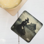 Dessous-de-verre Carré En Papier Sorcière Vintage Halloween<br><div class="desc">Cette conception peut être personnalisée en choisissant l'option Modifier la conception. Vous pouvez également transférer sur d'autres objets. Contactez-moi à l'adresse colorflowcreations@gmail.com ou utilisez l'option conversation en haut de la page si vous souhaitez avoir cette conception sur un autre produit ou si vous avez besoin d'aide pour cette conception. Voir...</div>
