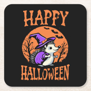 Dessous-de-verre Carré En Papier Soricidé de l'Halloween heureuse Sorcière