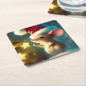 Dessous-de-verre Carré En Papier Souris de Noël 1 (Incliné)