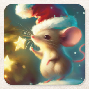 Dessous-de-verre Carré En Papier Souris de Noël 1