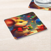 Dessous-de-verre Carré En Papier Souris de Noël 2 (Incliné)