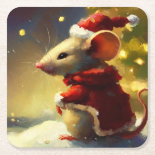 Dessous-de-verre Carré En Papier Souris de Noël 4