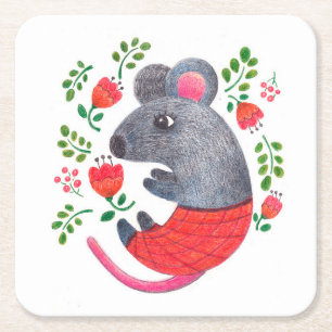 Dessous-de-verre Carré En Papier souris dessinée