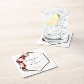 Dessous-de-verre Carré En Papier Sous-bols de mariage Bohème Bourgogne (En situation)