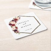 Dessous-de-verre Carré En Papier Sous-bols de mariage Bohème Bourgogne (Incliné)